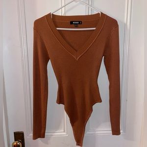 NWOT Knit Bodysuit in a rusty camel color.